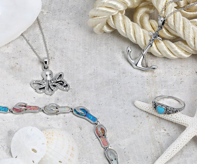 Nautical Ocean Marine Life Squid Octopus Pendant Necklace in Sterling Silver - Bling Jewelry