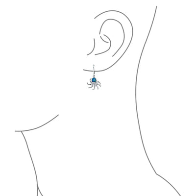 Nautical Blue Opal Octopus Dangle Gemstone Earrings in Sterling Silver - Bling Jewelry