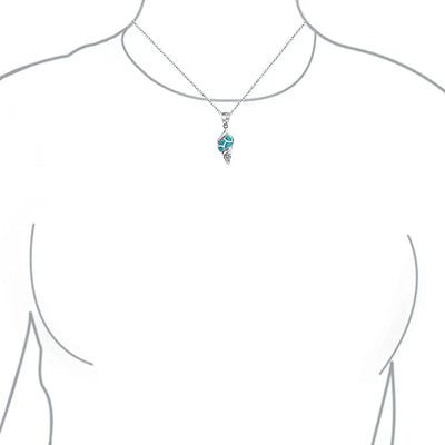 Vacation Blue Gemstone Opal Inlay Sea Shell Pendant Necklace Sterling Silver - Bling Jewelry