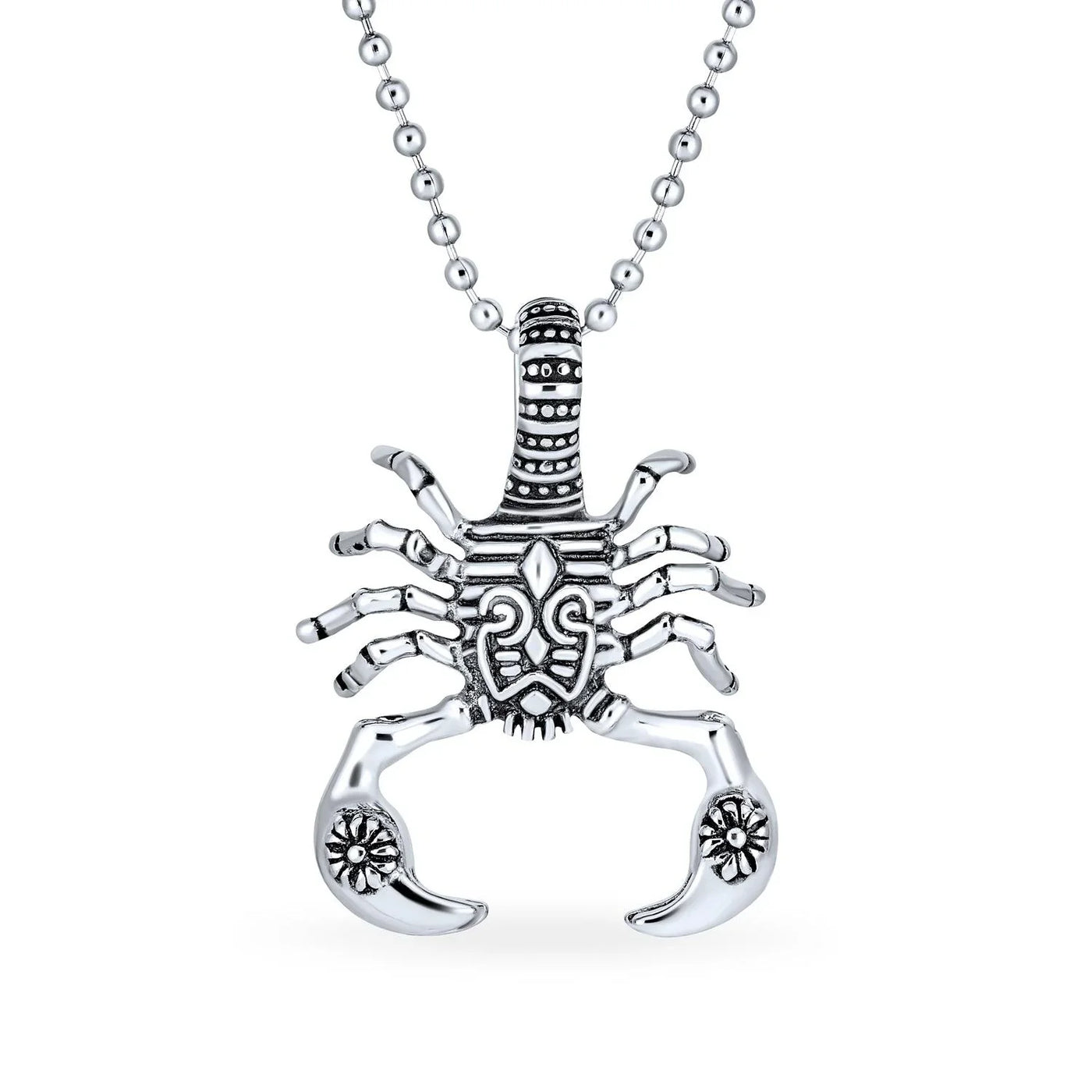 Scorpion Tribal Zodiac Pendant Black Stainless Steel Pendant Necklaces - Bling Jewelry
