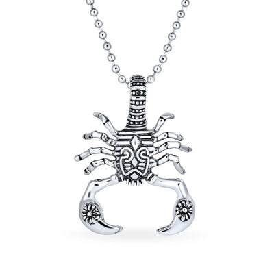 Scorpion Tribal Zodiac Pendant Black Stainless Steel Pendant Necklaces - Bling Jewelry