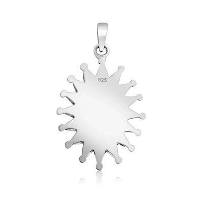 Southwestern Navajo Style Coral Turquoise Zuni Flower Pendant Necklace Silver - Bling Jewelry