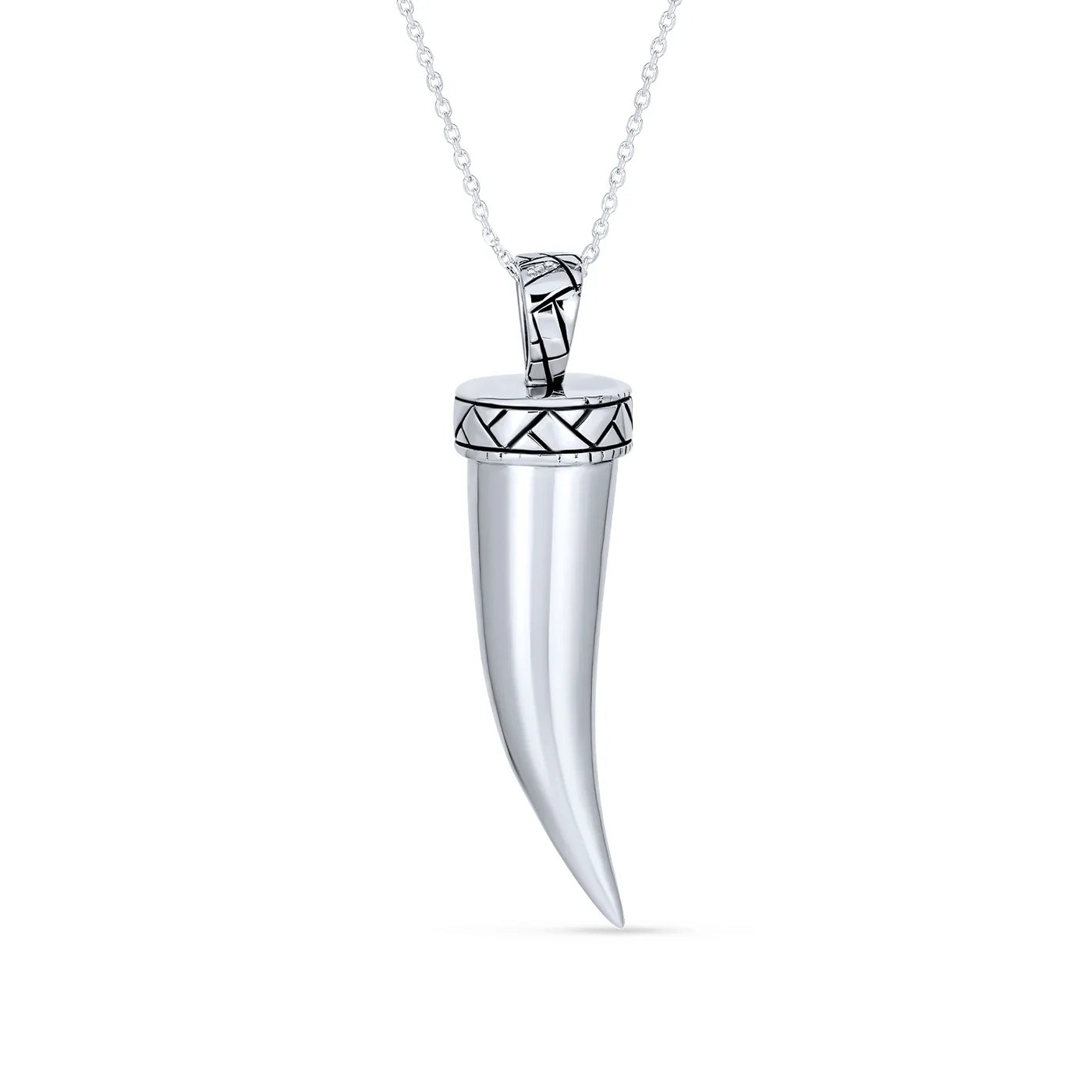Italian Horn Pendant Necklace Sterling Silver with Chain Protection Amulet - Bling Jewelry
