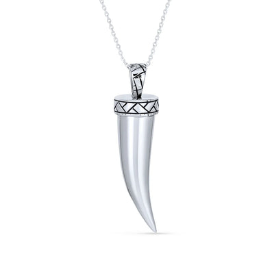 Italian Horn Pendant Necklace Sterling Silver with Chain Protection Amulet - Bling Jewelry