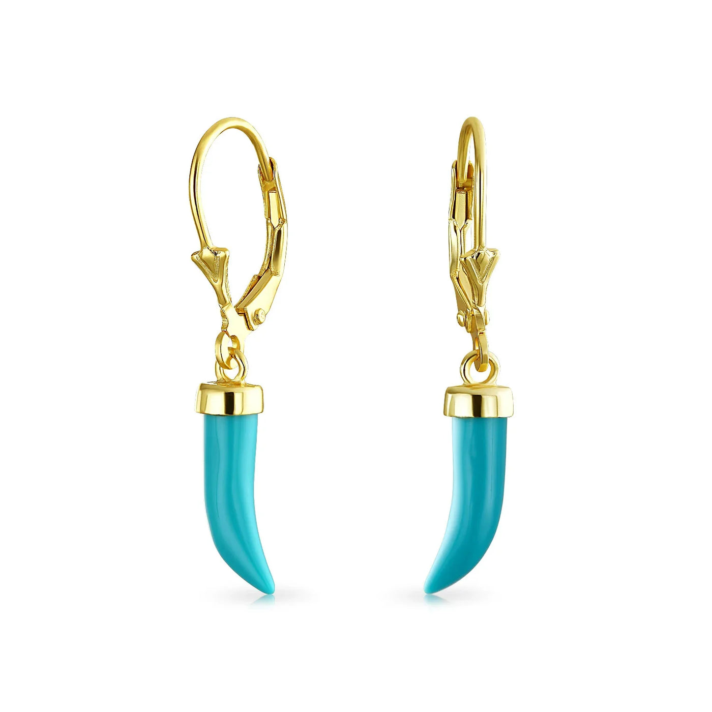 Italian Cornicello Chili Pepper Dangle Gemstone Earrings Gold Plated Silver - Bling Jewelry