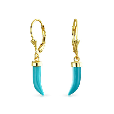 Italian Cornicello Chili Pepper Dangle Gemstone Earrings Gold Plated Silver - Bling Jewelry