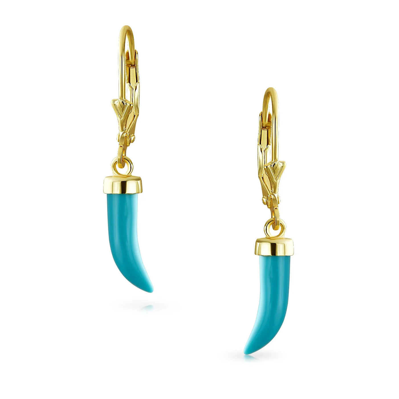 Italian Cornicello Chili Pepper Dangle Gemstone Earrings Gold Plated Silver - Bling Jewelry