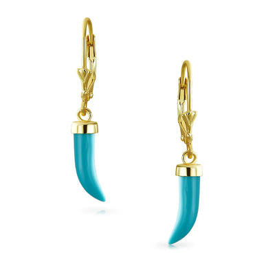 Italian Cornicello Chili Pepper Dangle Gemstone Earrings Gold Plated Silver - Bling Jewelry