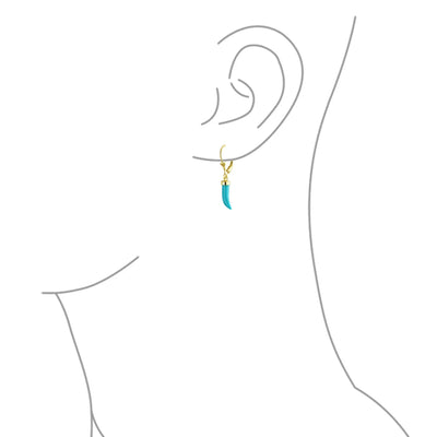 Italian Cornicello Chili Pepper Dangle Gemstone Earrings Gold Plated Silver - Bling Jewelry