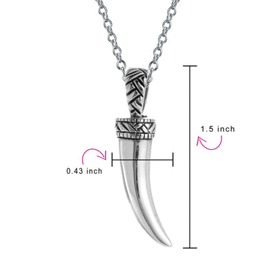 Italian Horn Pendant Necklace Sterling Silver with Chain Protection Amulet - Bling Jewelry