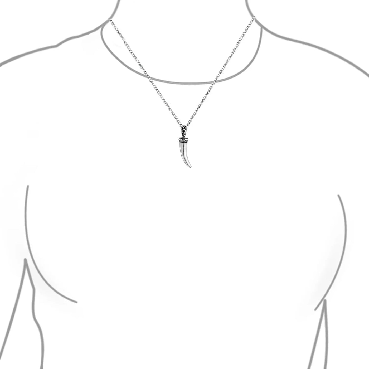 Italian Horn Pendant Necklace Sterling Silver with Chain Protection Amulet - Bling Jewelry