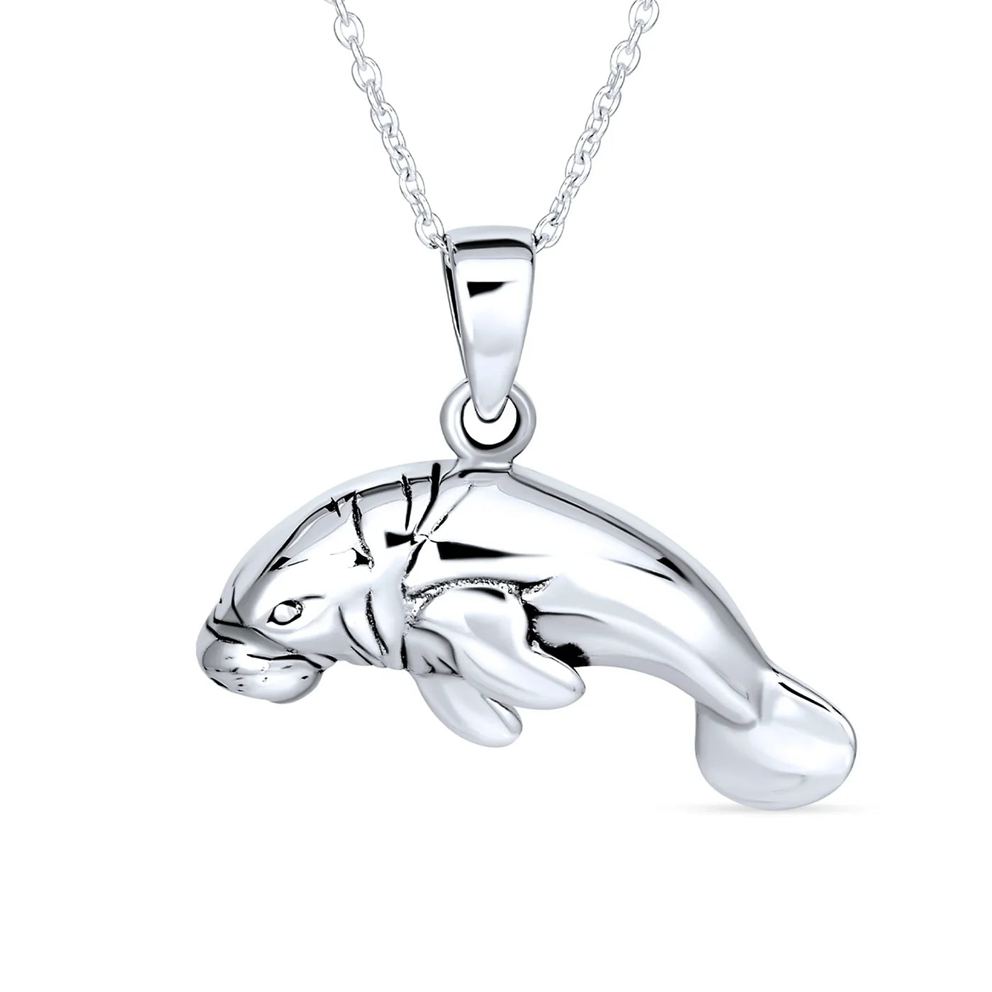 Hawaiian Nautical Sea Cow Marine Life Pendant Necklace in Sterling Silver - Bling Jewelry