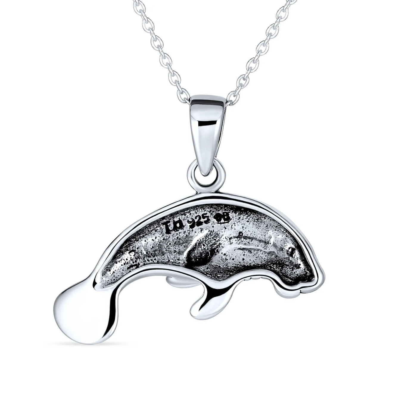 Hawaiian Nautical Sea Cow Marine Life Pendant Necklace in Sterling Silver - Bling Jewelry