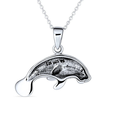 Hawaiian Nautical Sea Cow Marine Life Pendant Necklace in Sterling Silver - Bling Jewelry