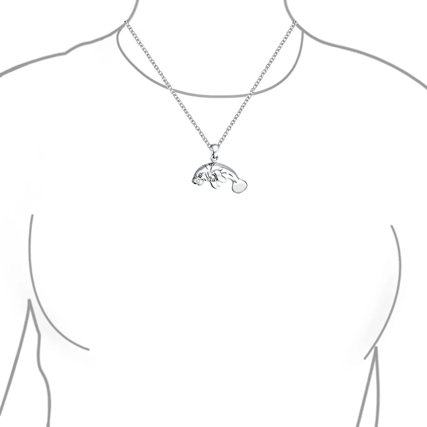 Hawaiian Nautical Sea Cow Marine Life Pendant Necklace in Sterling Silver - Bling Jewelry
