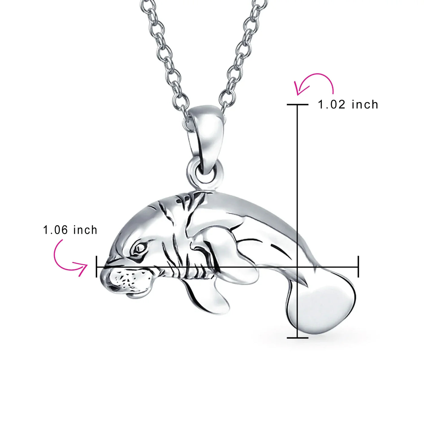 Hawaiian Nautical Sea Cow Marine Life Pendant Necklace in Sterling Silver - Bling Jewelry