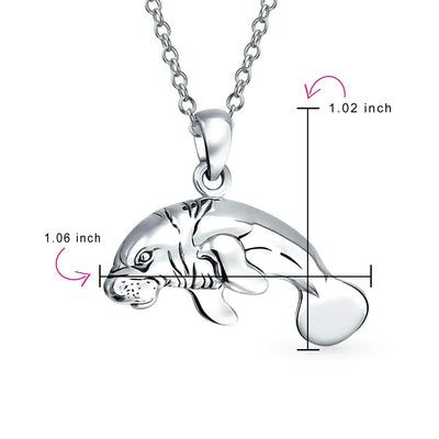 Hawaiian Nautical Sea Cow Marine Life Pendant Necklace in Sterling Silver - Bling Jewelry