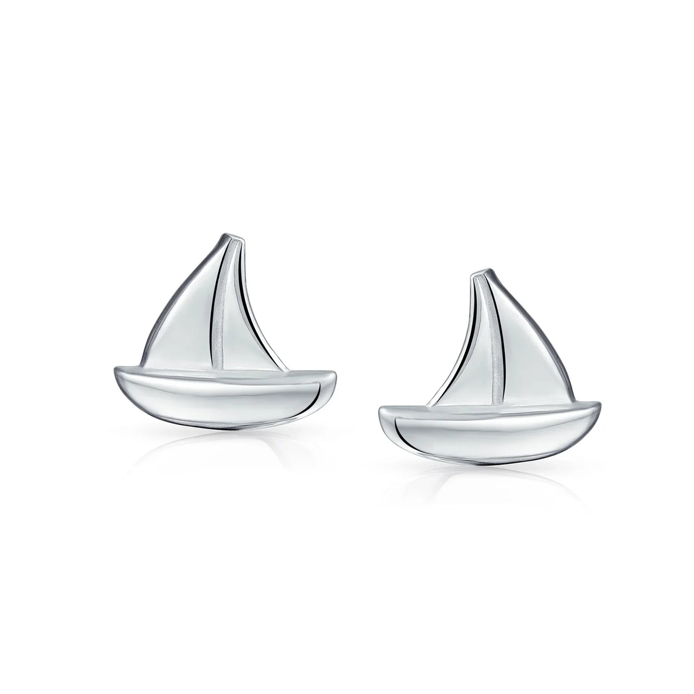Bling Sterling Silver Sailboat Stud Earrings for Sea Lovers and Ocean Vacations - Bling Jewelry