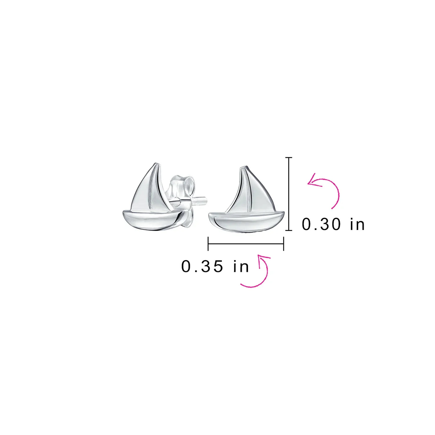 Bling Sterling Silver Sailboat Stud Earrings for Sea Lovers and Ocean Vacations - Bling Jewelry