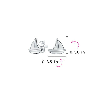 Bling Sterling Silver Sailboat Stud Earrings for Sea Lovers and Ocean Vacations - Bling Jewelry