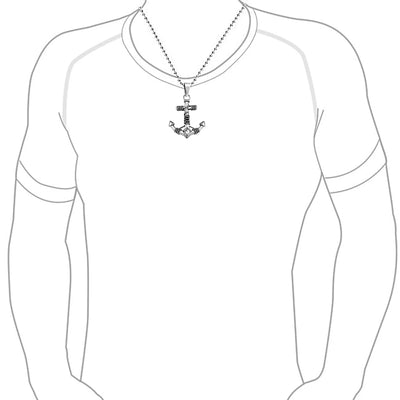 Nautical Anchor Pendant Necklace for Men Black Oxidized Stainless Steel Chain - Bling Jewelry