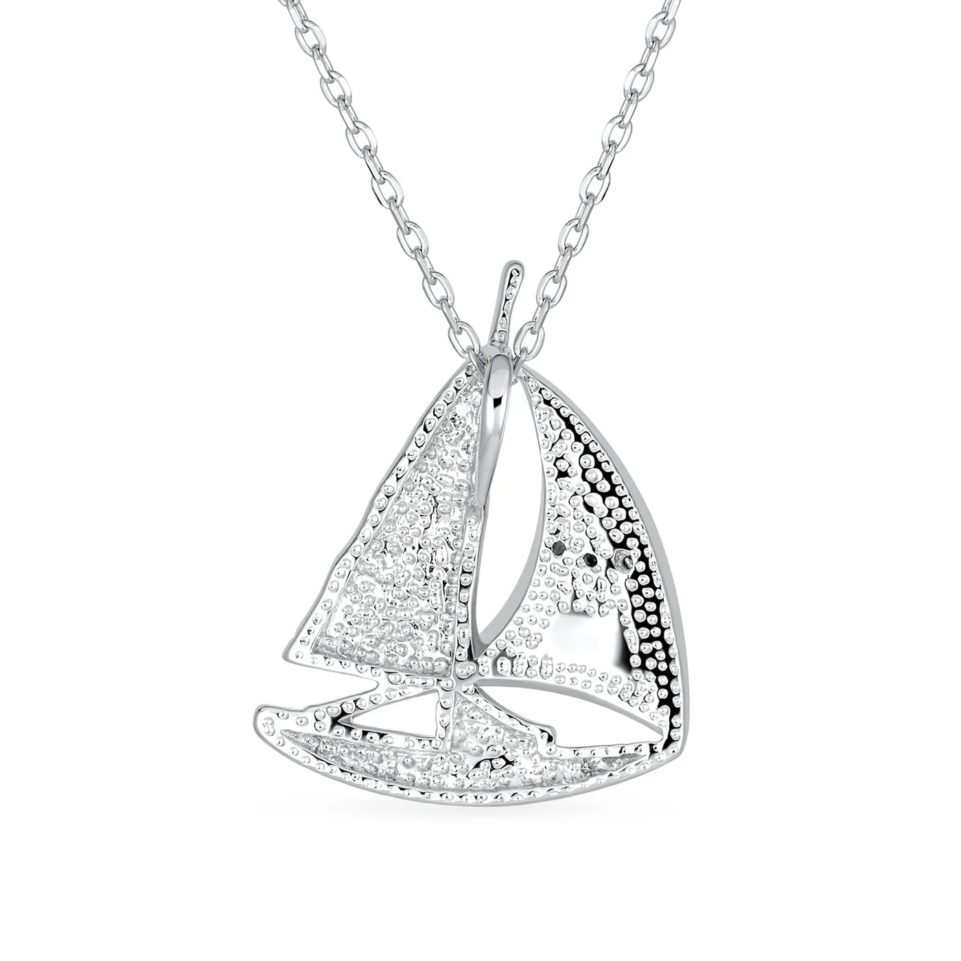 Blue Opal Sailboat Pendant Necklace Sterling Silver Nautical Boat Jewelry - Bling Jewelry