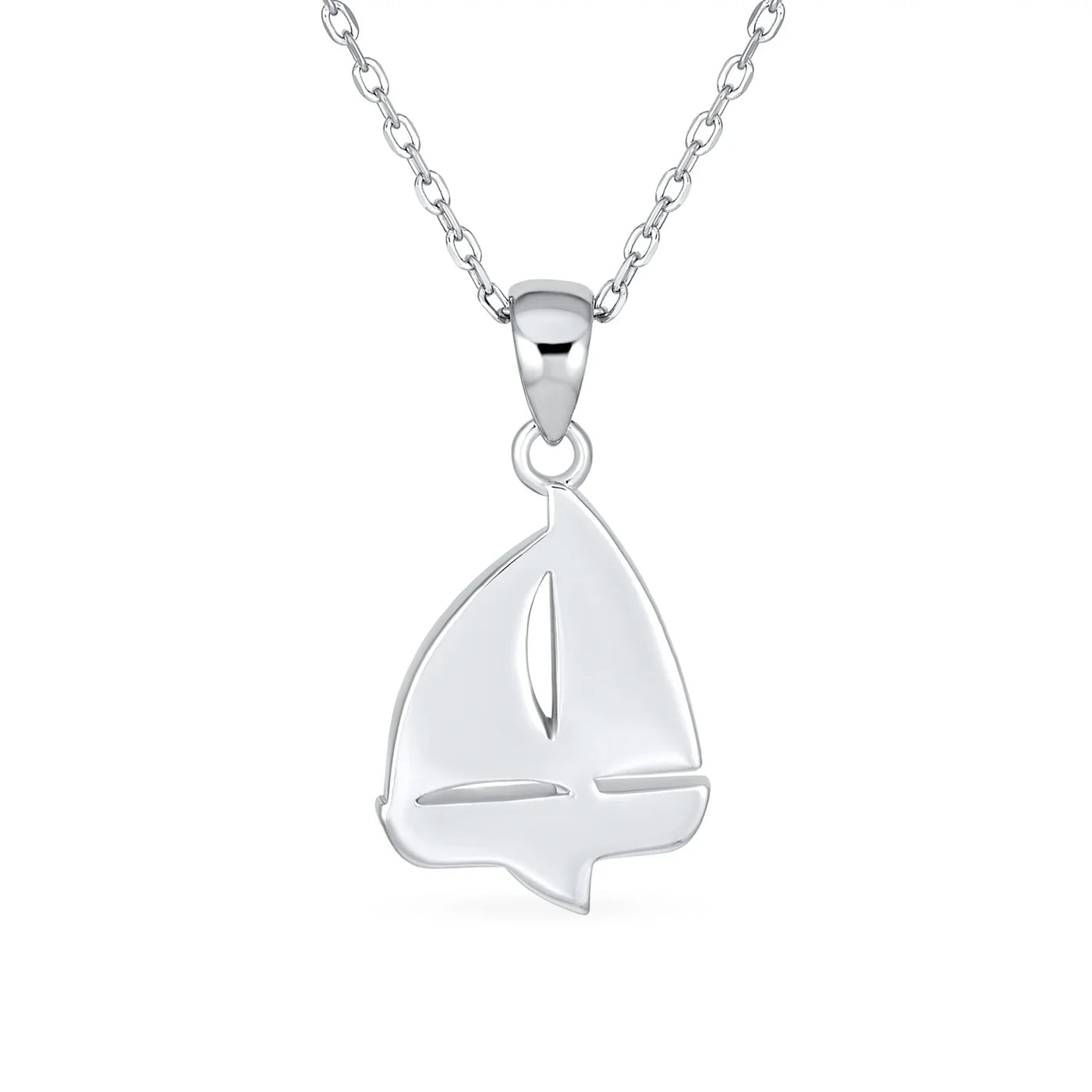 Created Blue Opal Sailboat Pendant Necklace Sterling Silver Nautical Jewelry - Bling Jewelry