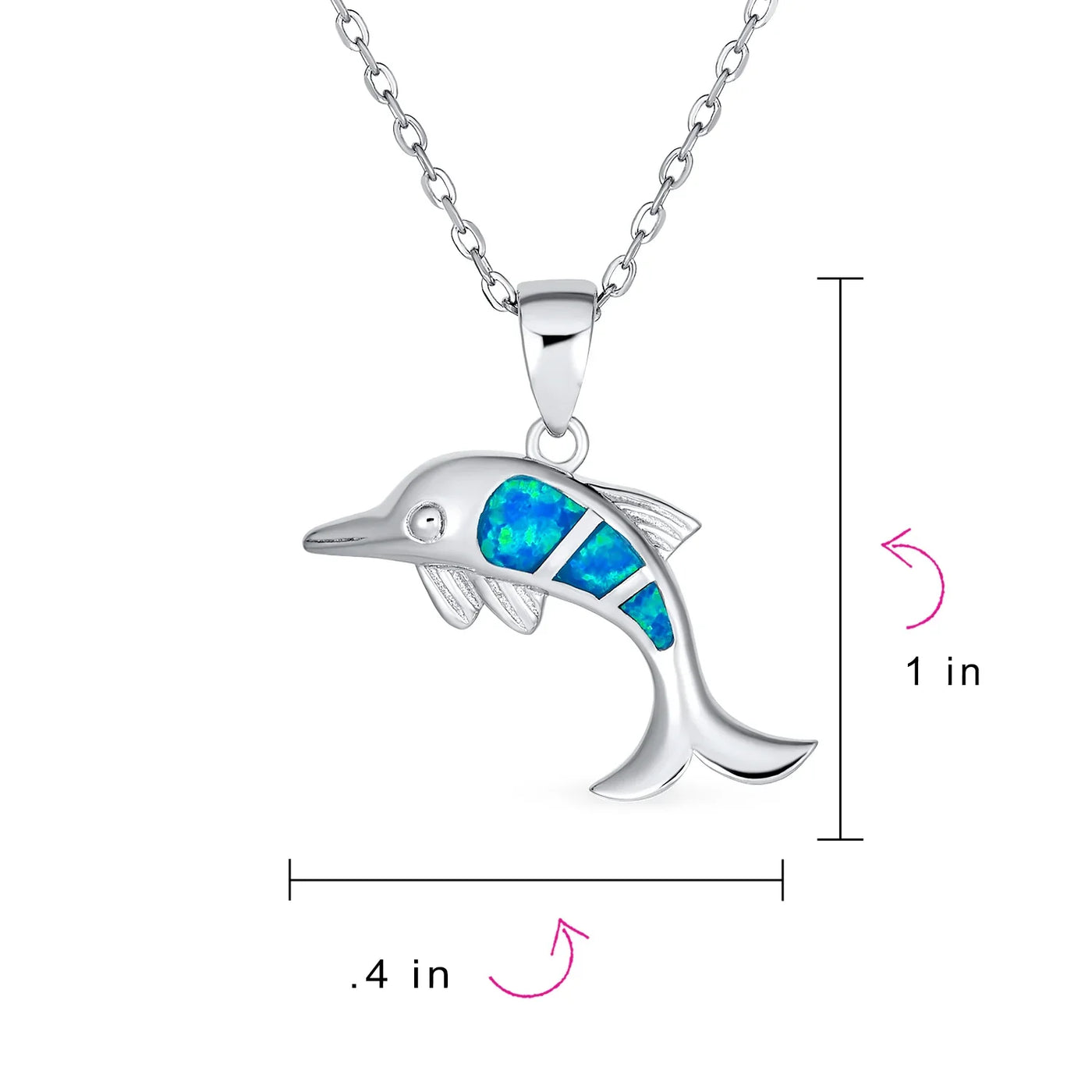 Gemstone Blue Opal Dolphin Pendant Necklace Sterling Silver Nautical Ocean - Bling Jewelry
