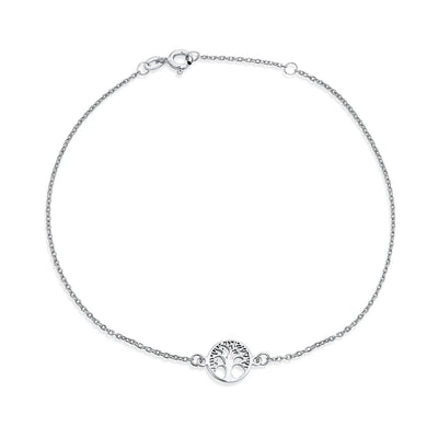 Round Celtic Family Tree of Life Anklet Ankle Bracelet Sterling Silver - Bling Jewelry