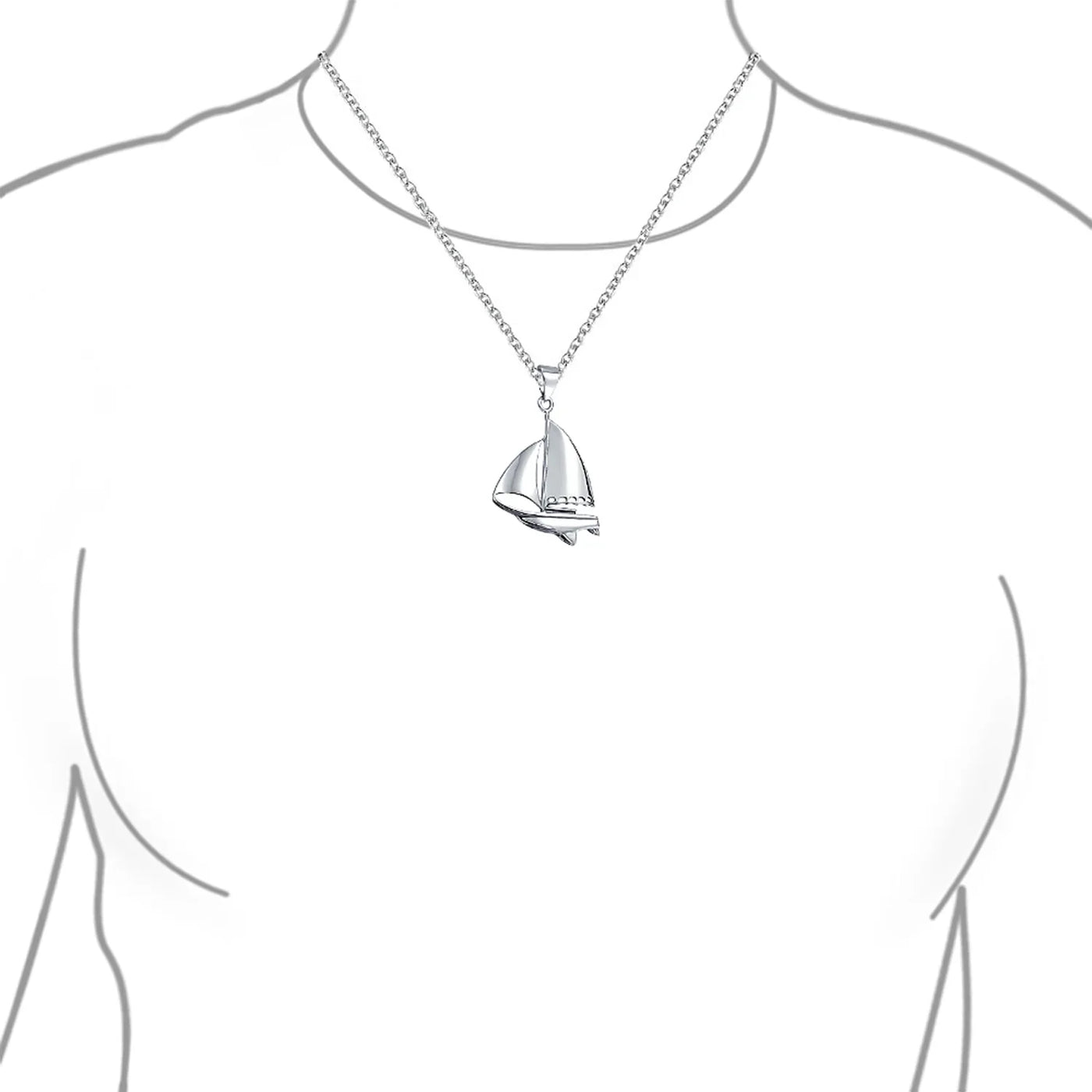 Bling Sterling Silver Nautical Sailboat Pendant Necklace for Sea Lovers - Bling Jewelry