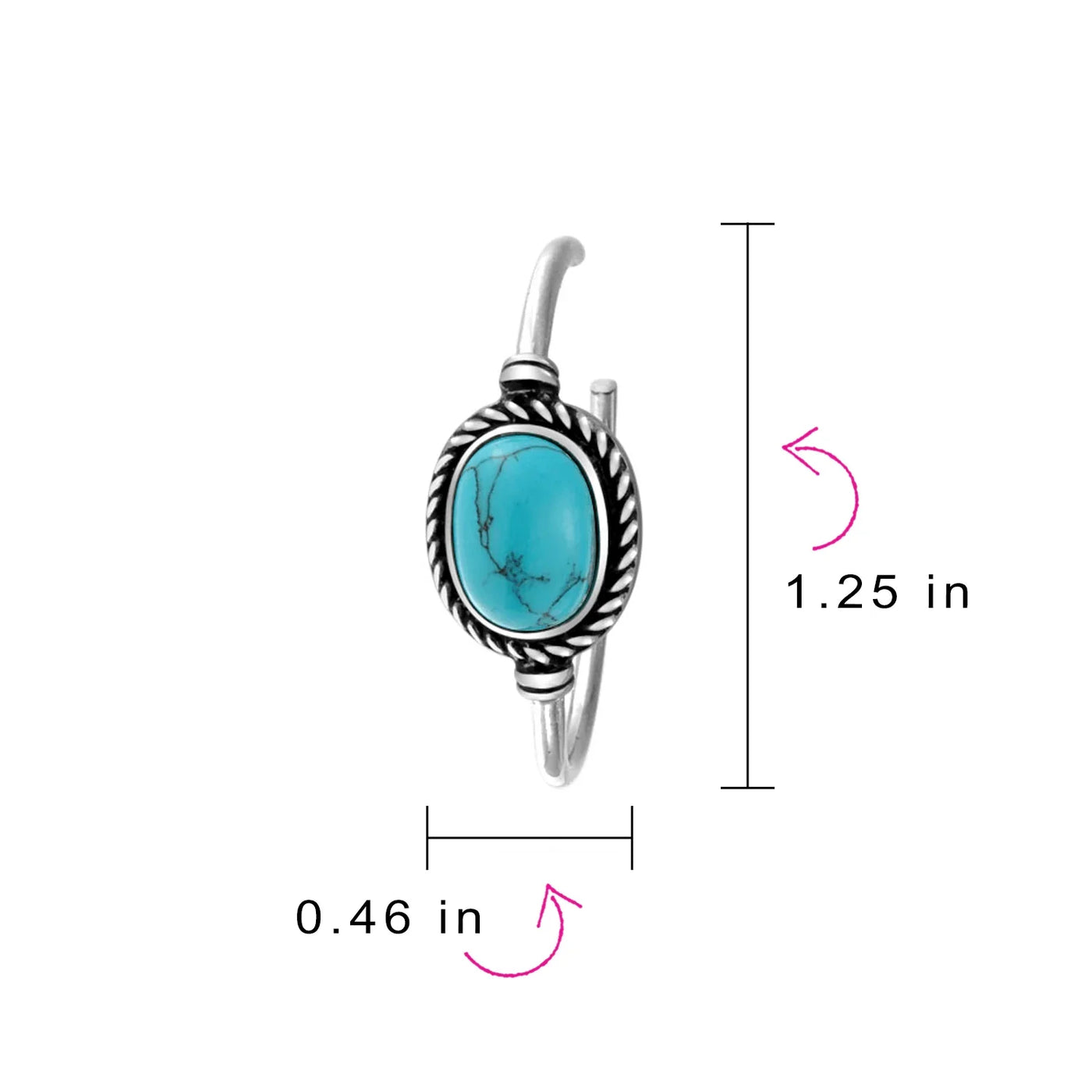 Oval Turquoise Twisted Rope Hoop Stud Western Earrings Stainless Steel - Bling Jewelry
