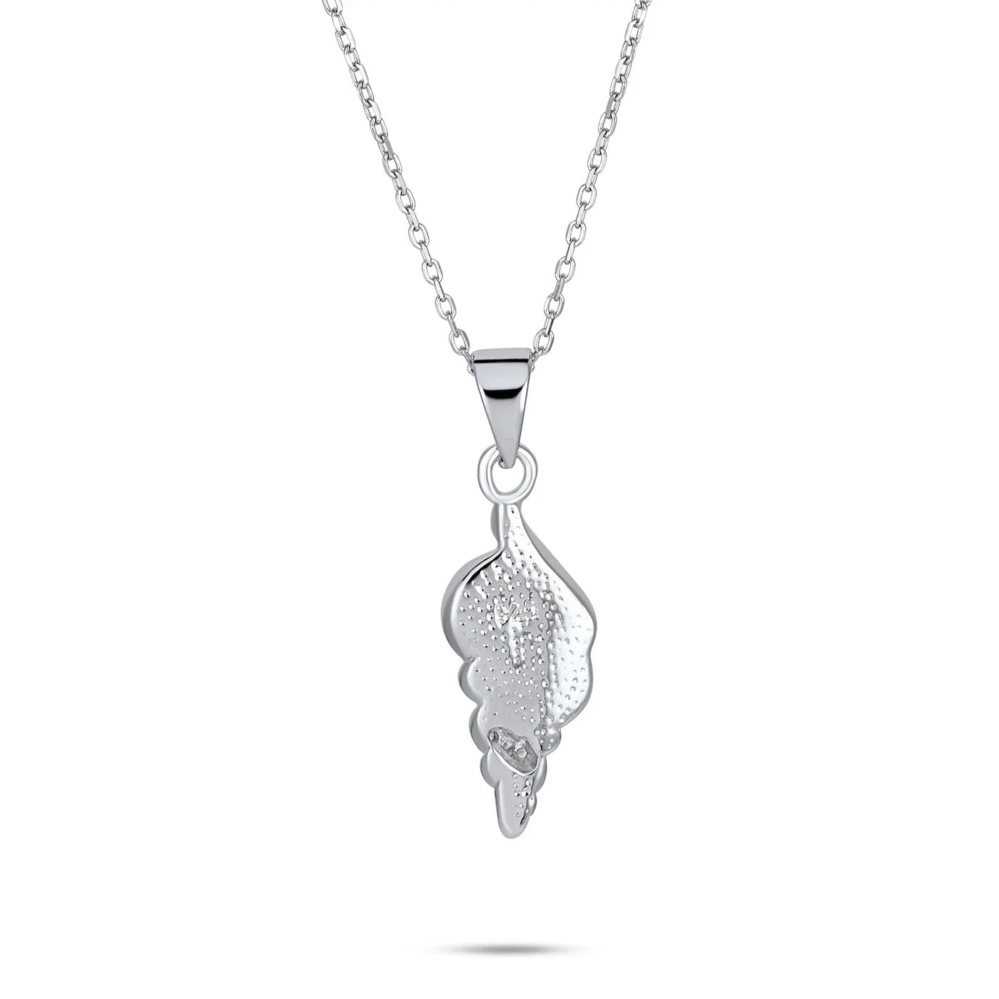 Vacation Blue Gemstone Opal Inlay Sea Shell Pendant Necklace Sterling Silver - Bling Jewelry