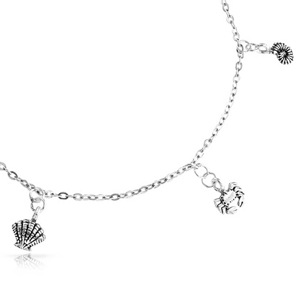 Nautical Charm Anklet Ankle Bracelet with Starfish Crab Seahorse and Seashell - Bling Jewelry