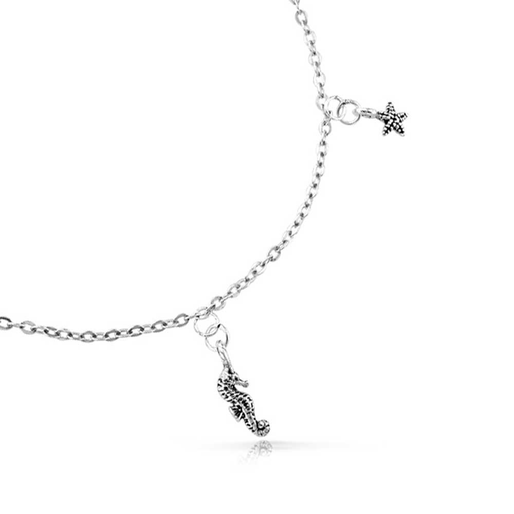Nautical Charm Anklet Ankle Bracelet with Starfish Crab Seahorse and Seashell - Bling Jewelry