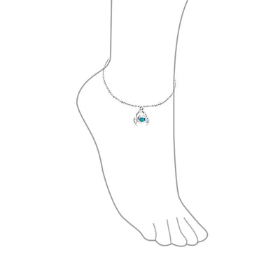 Tropical Beach Sand Crab Blue Opal Charm Anklet Ankle Bracelet Sterling Silver - Bling Jewelry