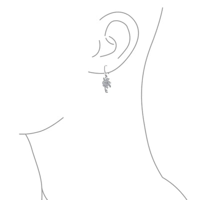 Nautical Beach CZ Palm Tree Dangle Chandelier Earrings in Sterling Silver - Bling Jewelry