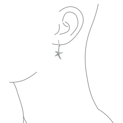 Nautical Starfish Dangle Chandelier Earrings with CZ Pave in Sterling Silver - Bling Jewelry