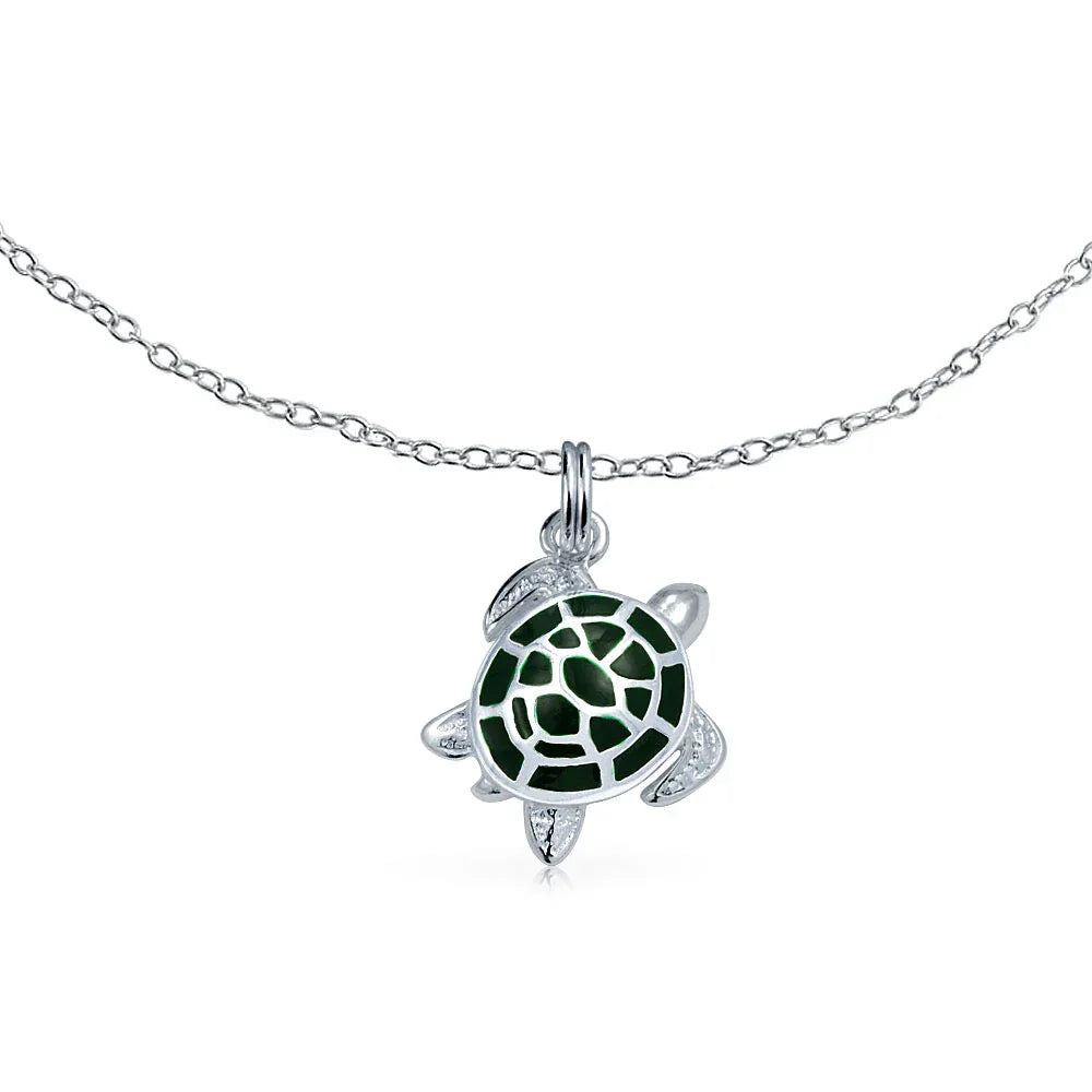 Hawaii Nautical Charm Sea Green Turtle Anklet Ankle Bracelet Silver 9-10 Inch - Bling Jewelry