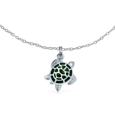 Hawaii Nautical Charm Sea Green Turtle Anklet Ankle Bracelet Silver 9-10 Inch - Bling Jewelry