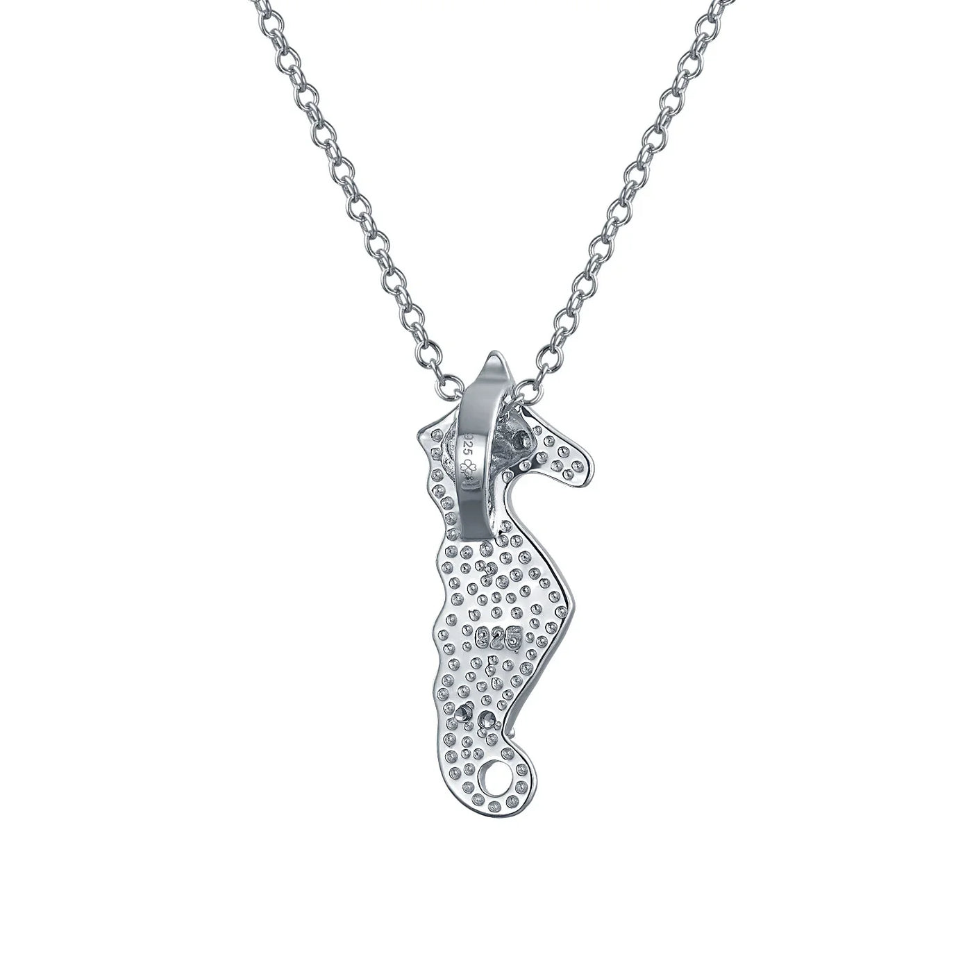 Blue Opal Seahorse Pendant Necklace Sterling Silver Nautical Beach Jewelry - Bling Jewelry