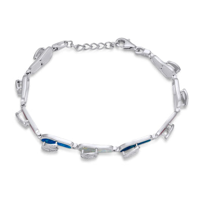 Tropical Beach Multi-Color Flip Flop Strand Bracelet with Created Opal in Silver - Bling Jewelry