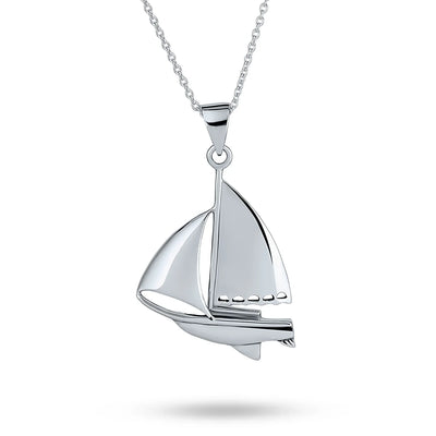 Bling Sterling Silver Nautical Sailboat Pendant Necklace for Sea Lovers - Bling Jewelry