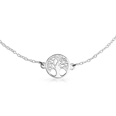 Round Celtic Family Tree of Life Anklet Ankle Bracelet Sterling Silver - Bling Jewelry