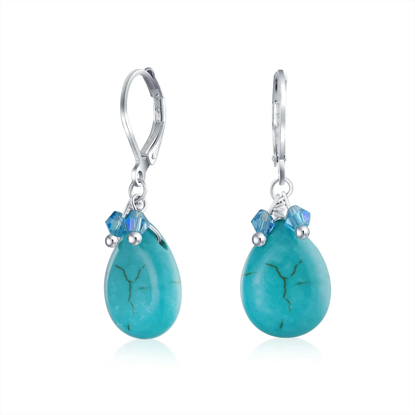 Boho Dangle Gemstone Earrings with Pear Shape Crystal and Turquoise Teardrop - Bling Jewelry