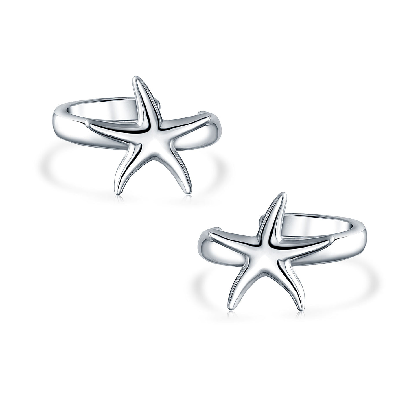 Hawaii Ocean Starfish Ear Cuff Cartilage Set  Sterling Silver Earrings - Bling Jewelry
