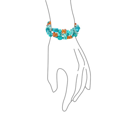 Statement Blue Turquoise Amber Resin Multi Strand Bracelet with Silver Clasp - Bling Jewelry
