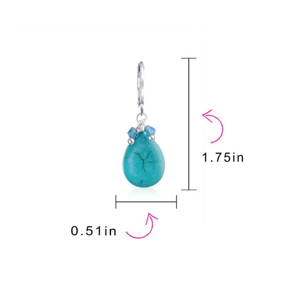 Boho Dangle Gemstone Earrings with Pear Shape Crystal and Turquoise Teardrop - Bling Jewelry