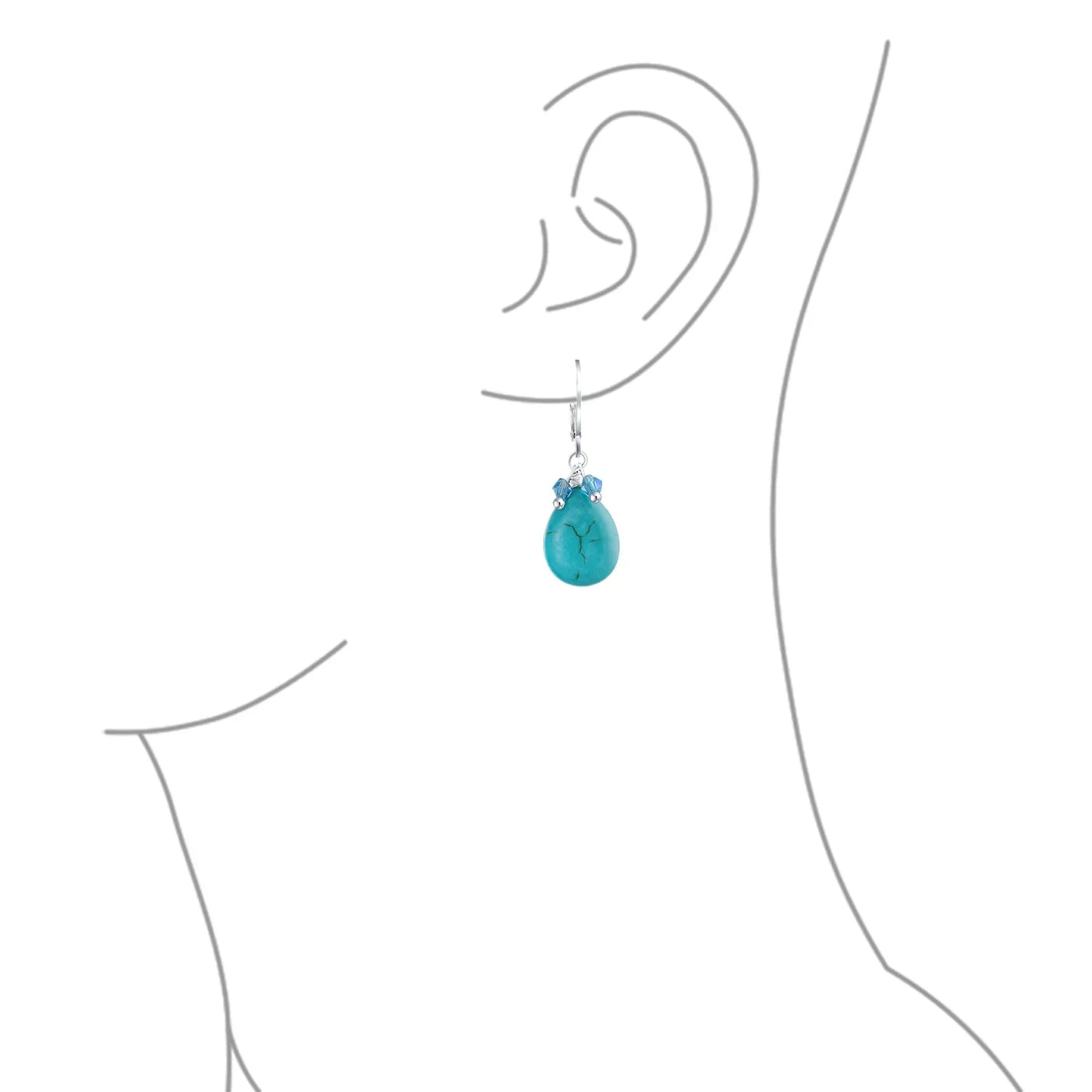 Boho Dangle Gemstone Earrings with Pear Shape Crystal and Turquoise Teardrop - Bling Jewelry